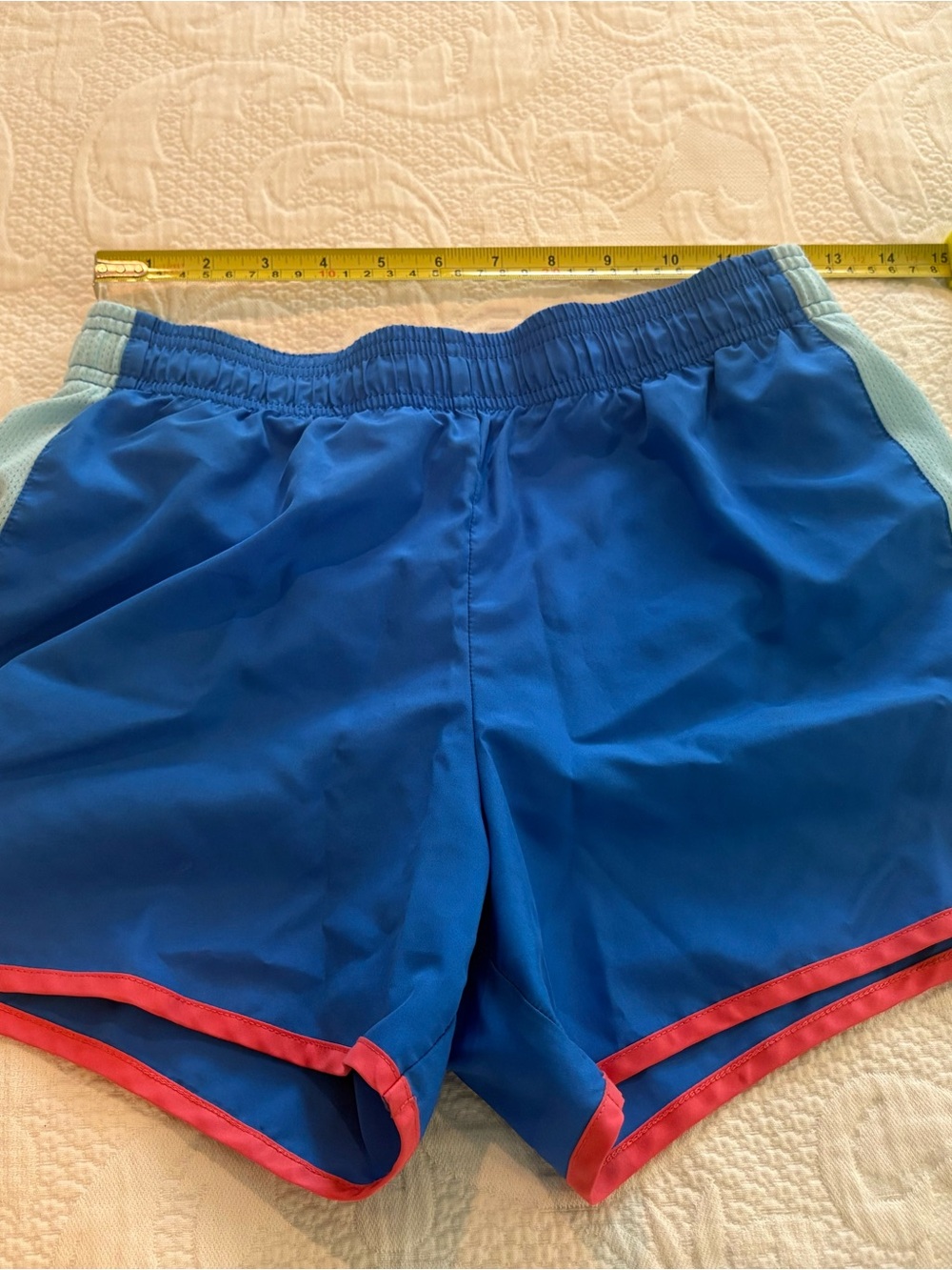 Blue Athletic Running Shorts with Pink Trim